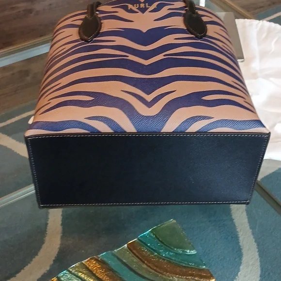 Furla NWOT Blue and Tan Zebra-Print Tote - Picture 7 of 9